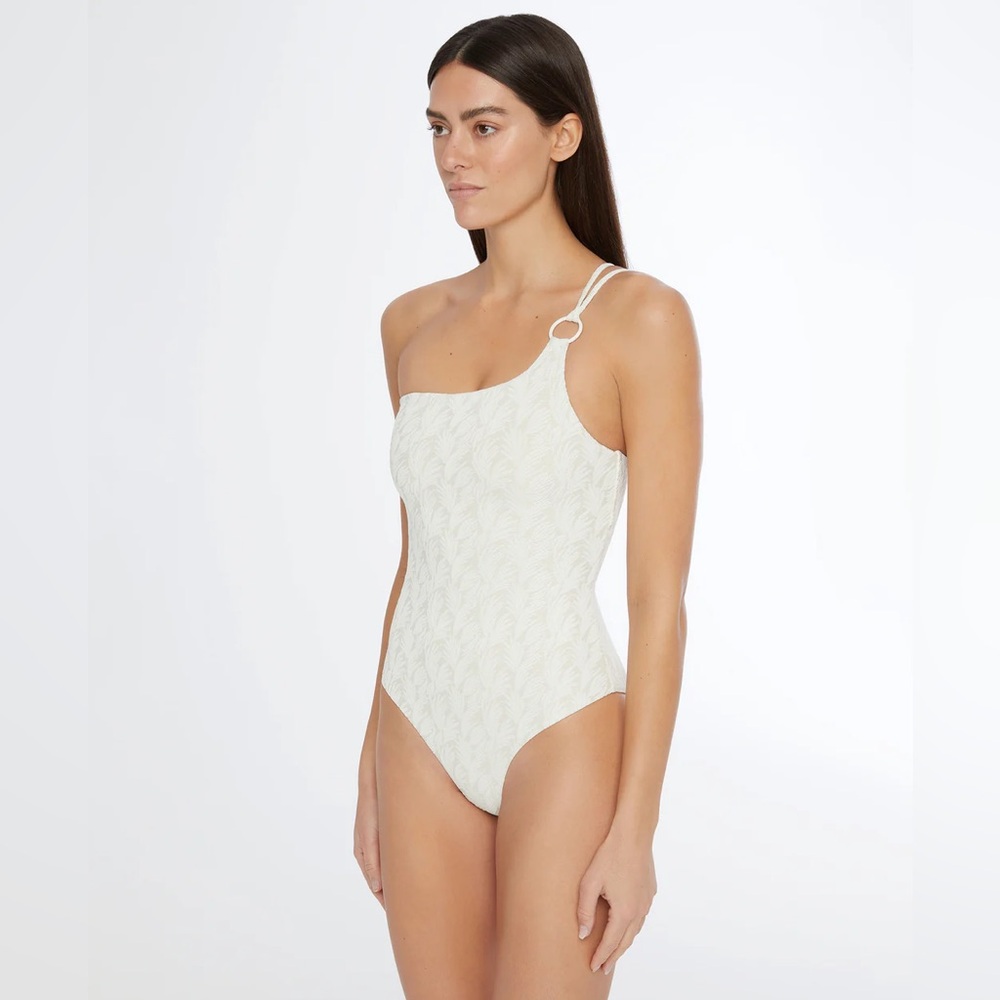 Onia Textured Asymmetric Strap Sloane One Piece Swimsuit